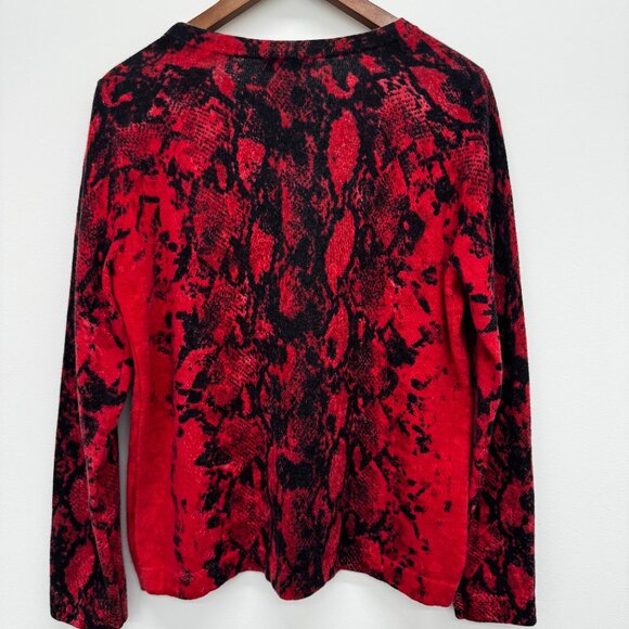 Vintage Lord & Taylor 100% Cashmere Red Snake Print Sweater Size XL - Picture 5 of 5